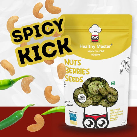Healthy Master Cashew Nuts | Kaju | Green Chilli Flavour